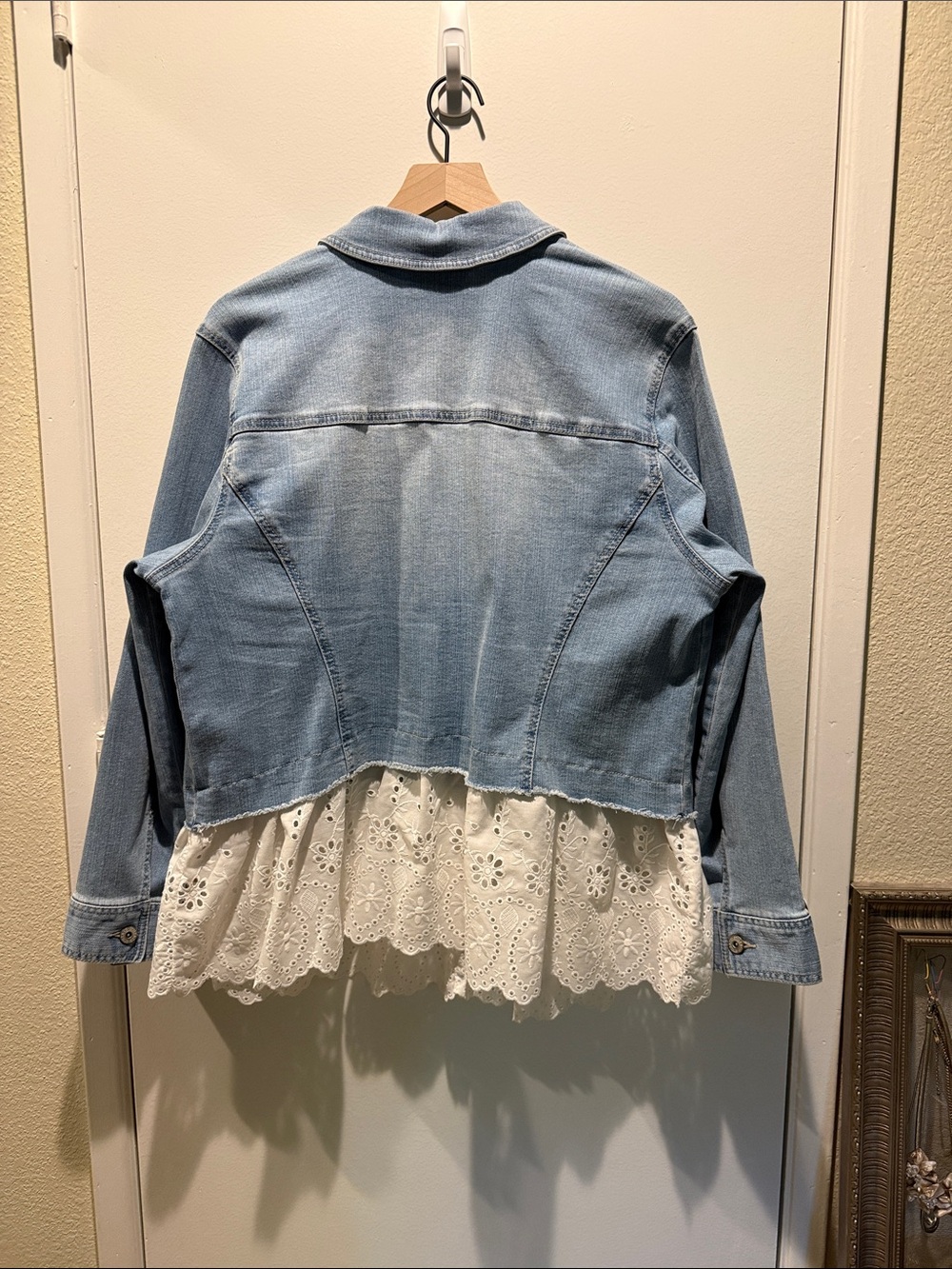 Style & Co. Light Blue Denim Jacket with Peplum Eyelet - Picture 4 of 4